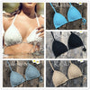 Image of Handmade Crochet Women Bikini Top Boho Beach Bralette Halter Knitted Swimsuit Brazilian Bikinis Bathing Suit Top