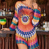 Image of Handmade Knitted Beach Cover Up Tunics for Beach Swimsuit Crochet Cover Ups Sarong Beach Saida Praia Sarong Beach Kaftan #Q498