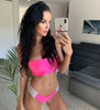 Image of High Leg Bandeau bikini set Swimwear female two pieces swimsuit High Waist Bikini Women Bathing Suit biquini