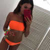 Image of High Leg Bandeau bikini set Swimwear female two pieces swimsuit High Waist Bikini Women Bathing Suit biquini