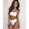 Image of High Leg Bandeau bikini set Swimwear female two pieces swimsuit High Waist Bikini Women Bathing Suit biquini
