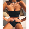 Image of High Leg Bandeau bikini set Swimwear female two pieces swimsuit High Waist Bikini Women Bathing Suit biquini