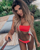 Image of High Leg Bandeau bikini set Swimwear female two pieces swimsuit High Waist Bikini Women Bathing Suit biquini