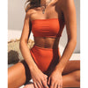 Image of High Leg Bandeau bikini set Swimwear female two pieces swimsuit High Waist Bikini Women Bathing Suit biquini