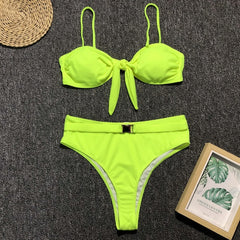 High Waist Bikini Set 2019 New Leopard Swimsuit Women Two Piece Bandeau Waisted Bathing Suits Swim Halter Swimwear for Women