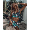 Image of High Waist Bikini Set 2019 mujer Push Up Bandage Bikini Swimwear Women Floral Two Pieces Swimsuit Strappy biquinitraje de baño