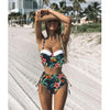 Image of High Waist Swimwear 2019 New Leaf Print Bikinis Women Swimsuit Vintage Retro Bathing Suit Halter Biquini Maillot de bain femme