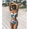 Image of High Waist Swimwear 2019 New Leaf Print Bikinis Women Swimsuit Vintage Retro Bathing Suit Halter Biquini Maillot de bain femme