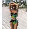 Image of High Waist Swimwear 2019 New Leaf Print Bikinis Women Swimsuit Vintage Retro Bathing Suit Halter Biquini Maillot de bain femme
