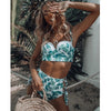 Image of High Waist Swimwear 2019 New Leaf Print Bikinis Women Swimsuit Vintage Retro Bathing Suit Halter Biquini Maillot de bain femme