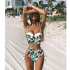 Image of High Waist Swimwear 2019 New Leaf Print Bikinis Women Swimsuit Vintage Retro Bathing Suit Halter Biquini Maillot de bain femme