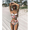 Image of High Waist Swimwear 2019 New Leaf Print Bikinis Women Swimsuit Vintage Retro Bathing Suit Halter Biquini Maillot de bain femme
