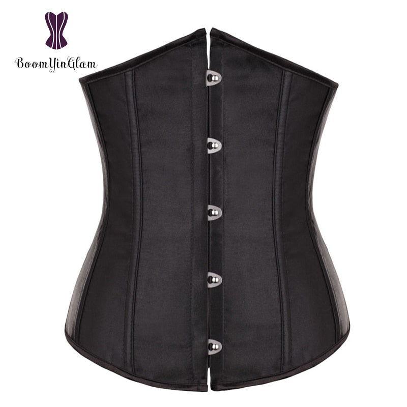 High quality metal busk clips wholesale underbust waist corset slimming waist cinchers lacing bondage satin corsets 28335#