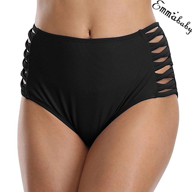 Hirigin Sexy Women Swimwear Shorts High Waist Bikini Bottom 2019 New Hollow Out Plus Size Swimsuit Women Bathing Suit Shorts