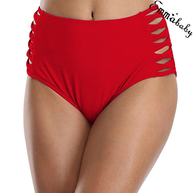 Hirigin Sexy Women Swimwear Shorts High Waist Bikini Bottom 2019 New Hollow Out Plus Size Swimsuit Women Bathing Suit Shorts