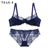 Image of Hollow Sexy Bra Ultrathin Underwear Set Plus Size C D Cup Women Transparent Bra Sets Lace Embroidery Lingerie Gray Brassiere