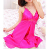 Image of Hot Lingerie Women Satin Nightgown Sexy Lace Sleepwear Strap Plus Size Ladies Silk Deep V Neck Nightwear Sleep Wear Night Gown
