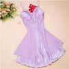 Image of Hot Lingerie Women Satin Nightgown Sexy Lace Sleepwear Strap Plus Size Ladies Silk Deep V Neck Nightwear Sleep Wear Night Gown
