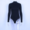 Image of Hugcitar cotton high neck long sleeve solid bodysuit 2019 autumn winter women fashion party bodycon slim fit sexy basic body