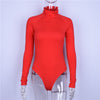 Image of Hugcitar cotton long sleeve high neck skinny warm bodysuit 2019 autumn winter women black gray solid sexy slim fit body suit