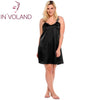 Image of IN'VOLAND Big Size Women Sleepwear Dress Plus Size Sexy Lingerie Robe Spaghetti Strap Lace Satin Large Chemises Nightgown XL-5XL