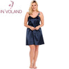 Image of IN'VOLAND Big Size Women Sleepwear Dress Plus Size Sexy Lingerie Robe Spaghetti Strap Lace Satin Large Chemises Nightgown XL-5XL