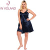 Image of IN'VOLAND Big Size Women Sleepwear Dress Plus Size Sexy Lingerie Robe Spaghetti Strap Lace Satin Large Chemises Nightgown XL-5XL