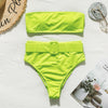 Image of In-X High waist bikinis 2020 mujer Neon swimsuit female one shoulder swimwear women Bandeau top Sexy green bathing suit bathers