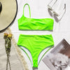 Image of In-X High waist bikinis 2020 mujer Neon swimsuit female one shoulder swimwear women Bandeau top Sexy green bathing suit bathers