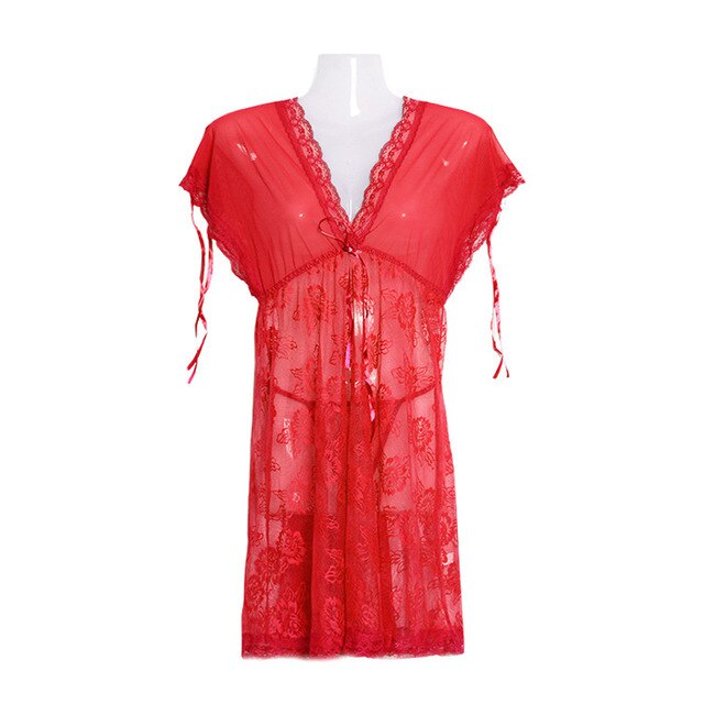 Inplusni women babydolls fashion new nithtgown top quality short sleeve lace lingerie corset sexy sleepwear for women sleepshirt