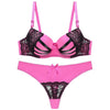 Image of Julexy New 2019 Bra Brief Set Sexy Thongs Women Bra Set Push Up Lace Underwear Set  Intimate Plus Size Bra Panty Set