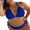 Image of KANCOOLD Swim Clothes Women Sexy Plus Size Solid Color Two Piece Suits Swimwear Women High Waist Halter Summer Bathing Swimsuit