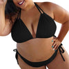 Image of KANCOOLD Swim Clothes Women Sexy Plus Size Solid Color Two Piece Suits Swimwear Women High Waist Halter Summer Bathing Swimsuit
