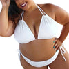 Image of KANCOOLD Swim Clothes Women Sexy Plus Size Solid Color Two Piece Suits Swimwear Women High Waist Halter Summer Bathing Swimsuit