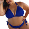 Image of KANCOOLD Swim Clothes Women Sexy Plus Size Solid Color Two Piece Suits Swimwear Women High Waist Halter Summer Bathing Swimsuit