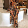 Image of LASPERAL Women Floral Print Spring Boho Dresses 2020 New Long Sleeve V Neck Long Dress Party Beach Holiday Club Dresses Sundress