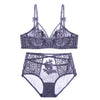 Image of Lace Bra Set Luxury Embroidery Transparent Bra Briefs Set Sexy Ultra Thin Underwire Women Bras High Waist Lingerie Set