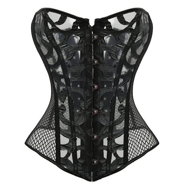 Lace Corset Sexy Bustier Mesh Corselet Summer Underwear Clothing Black White Lingerie G-string Slimming Party Outfits S-2XL