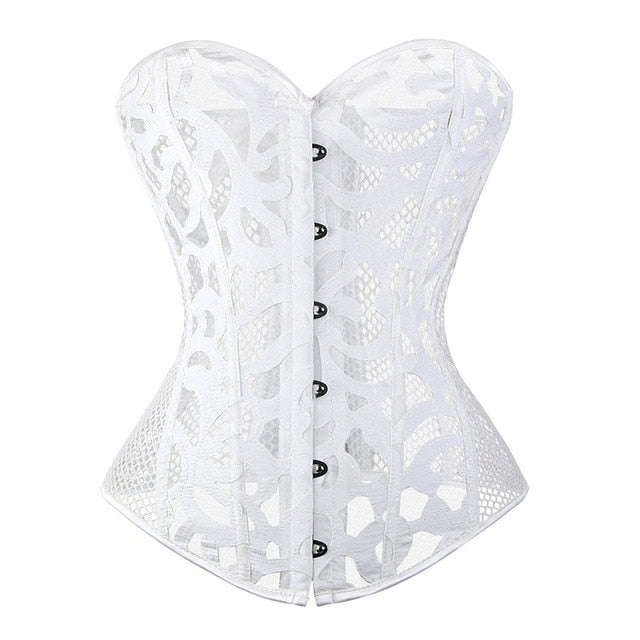 Lace Corset Sexy Bustier Mesh Corselet Summer Underwear Clothing Black White Lingerie G-string Slimming Party Outfits S-2XL