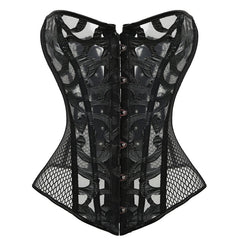 Lace Corset Sexy Bustier Mesh Corselet Summer Underwear Clothing Black White Lingerie G-string Slimming Party Outfits S-2XL