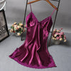 Image of Lace Deep V-neck Nightdress Sexy Lingerie Nightgowns Sleepwear Night Dress Women Sleeveless Nightwear Faux Silk Satin Nightshirt