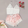 Image of Lace Satin Cami With Striped Shorts Women Pijamas Sexy Sleepwear Set Eyelash 2019 Summer Ladies Shorts Set Nightwear 2 PCS