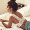 Image of Lace Top Sexy Lingerie Femme Camisoles Tank Top Deep V Back Cross Wire Free Brassiere Women Sexy Crop Top Undershirt Casual Tops