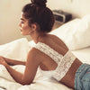 Image of Lace Top Sexy Lingerie Femme Camisoles Tank Top Deep V Back Cross Wire Free Brassiere Women Sexy Crop Top Undershirt Casual Tops