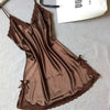 Image of Ladies Sexy Silk Sleepwear Satin Nightgown V-neck Nightdress Slip Nighties Summer Night Dress Lace Night Gown Lingerie For Women