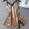 Image of Ladies Sexy Silk Sleepwear Satin Nightgown V-neck Nightdress Slip Nighties Summer Night Dress Lace Night Gown Lingerie For Women