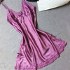 Image of Ladies Sexy Silk Sleepwear Satin Nightgown V-neck Nightdress Slip Nighties Summer Night Dress Lace Night Gown Lingerie For Women