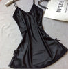 Image of Ladies Sexy Silk Sleepwear Satin Nightgown V-neck Nightdress Slip Nighties Summer Night Dress Lace Night Gown Lingerie For Women