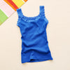 Image of Ladies Slim Vest Top Women Clothes Breathable Knitted Tank Top Classic Undershirt Round Neck Lace Straps Black Shirt