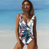 Image of Large Size 2019 Sexy Deep-V One Piece Swimsuit Female Women Vintage Retro Swimwear High Neck Bandage Ruffle Backless Monokini